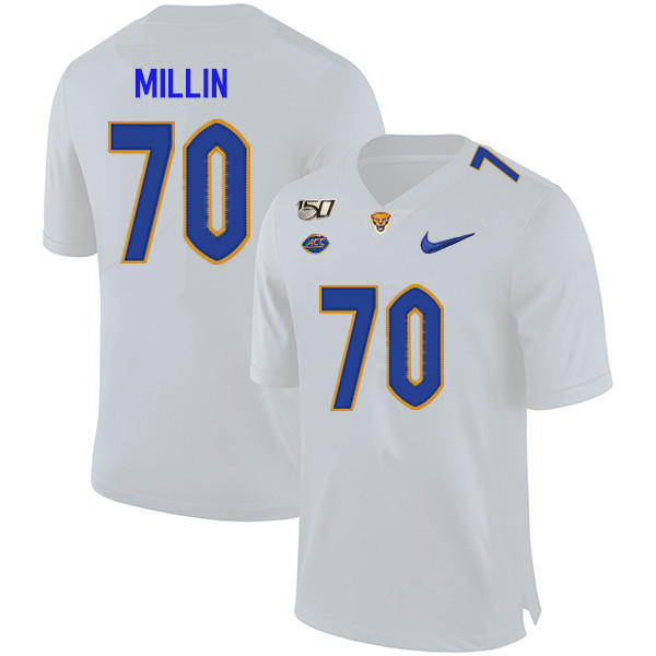 2019 Men #70 Stefano Millin Pitt Panthers College Football Jerseys Sale-White